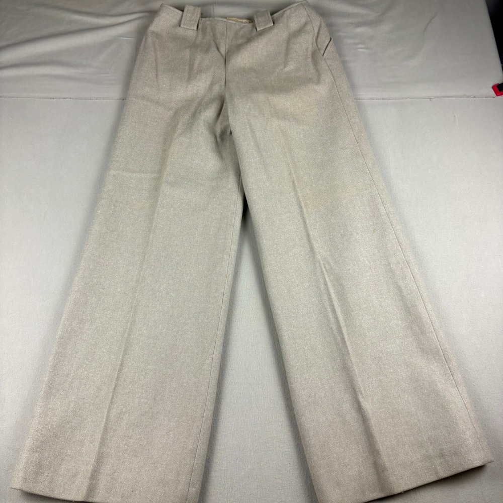 Vintage Anne Klein Neiman Marcus Wide Leg Trousers Beige ILGWU Union Made 70s - Picture 5 of 7